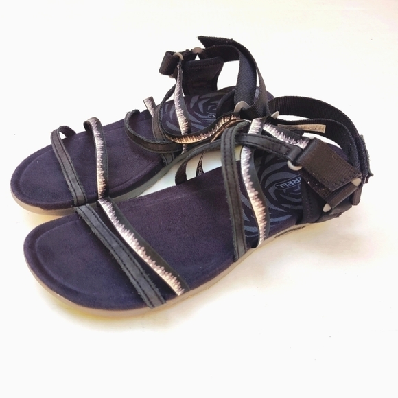 Merrell Women's Terran 3 Cush  Black/White Strappy Sandals US Size 11 EUR 42 - Picture 2 of 4